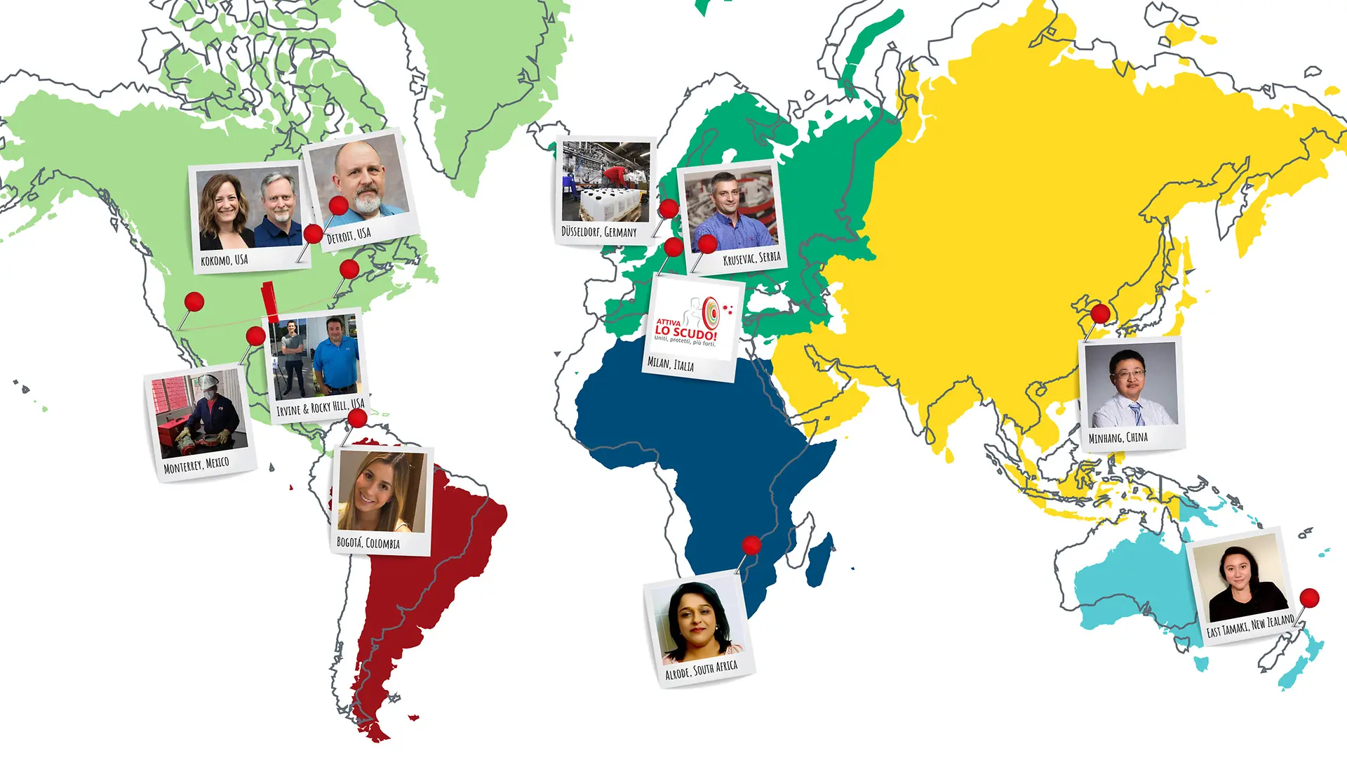 World map showing Henkels employees of the collected inspiring examples