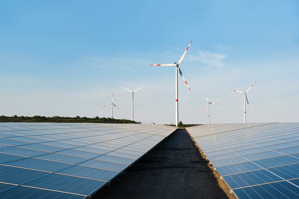 Wind turbines and solar panels