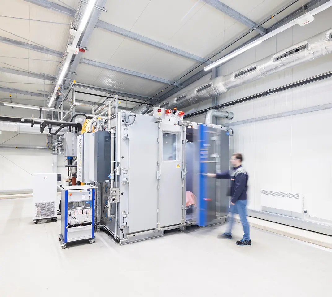 
Inside the Battery Test Center, where a wide range of temperature and humidity tests are performed on active batteries through the climate chamber.