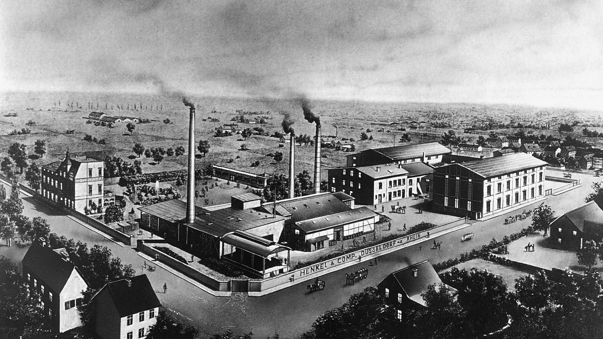 Drawing of the Henkel factory premises in Düsseldorf-Oberbilk.