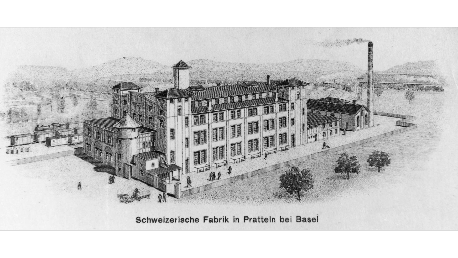 Drawn exterior view of the Henkel plant in Pratteln.