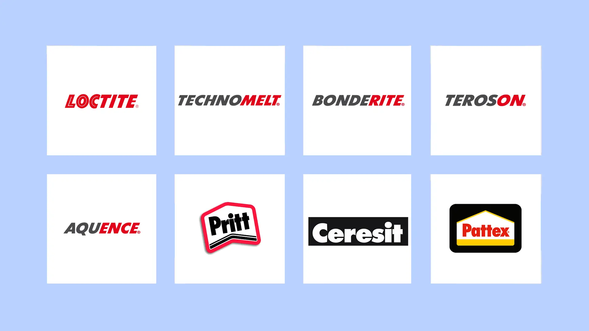A selection of logos from Henkel Adhesive Technologies brands.